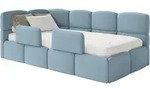 Selsey Cloudy &ndash; Kinderbett 120x200, Kopfteil Links, Matratze & Bettkasten, Samt