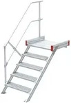 Euroline 511 Podesttreppe 45&deg; 1000mm Stufenbreite 5 Stufen Alu Gerieft