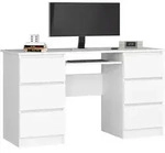 Pc-schreibtisch Akord A11 In Der Farbe Wei&szlig; Mit 6 Schubladen B135 X H77 X T50...