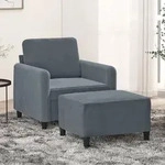 Sessel Mit Hocker Dunkelgrau 60 Cm Samt Vidaxl
