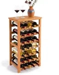 Relaxdays Weinregal, 28 Flaschen, Walnussholz, Hbt 94 X 47 X 26 Cm, Weinhalter F&uuml;r