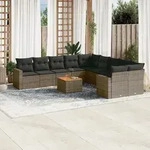 11-tlg. Garten-sofagarnitur Mit Kissen Grau Poly Rattan - Vidaxl