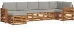 Ecksofa Set 7 Pcs Nat&uuml;rlich Und Hellgrau Massivholz Akazie Vidaxl
