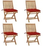 Klappbare Gartenst&uuml;hle Mit Kissen 4 Stk. Massivholz Teak Vidaxl201491