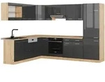Vicco - Eckk&uuml;che R-line, Anthrazit Hochglanz/goldkraft Eiche, 227 X 287 Cm Ohne