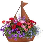 Relaxdays Gartendeko Rost, Metall, Hxbxt: 43 X 34,5 X 10 Cm, Schiff Zum Bepflanzen,