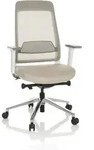 B&uuml;rostuhl / Drehstuhl Chiaro T2 White Netzstoff / Stoff Grau / Beige Hjh Office