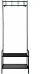 Etc-shop - Garderobe Mit Schuhschrank Schwarz Jackenst&auml;nder Metall Dogstation