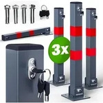 Parkpfosten Parkplatzsperre 3 Schl&uuml;ssel Sperrpfosten Klappbar Stahl Robust...