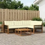 Vidaxl Outdoor Sofa Set With Cushion 5 Pcs Natural And Cream
