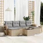 7-tlg. Garten-sofagarnitur Mit Kissen Beige Poly Rattan - Vidaxl