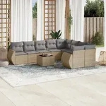 10-tlg. Garten-sofagarnitur Mit Kissen Beige Poly Rattan - Vidaxl