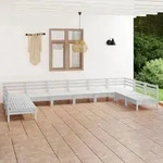 10-tlg. Garten-lounge-set Wei&szlig; Massivholz Kiefer Vidaxl