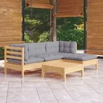 Vidaxl 5 Piece Garden Lounge Set With Grey Cushions Pinewood