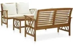 3-tlg. Garten-lounge-set Mit Auflagen Massivholz Akazie Vidaxl