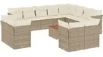 13-tlg. Garten-sofagarnitur Mit Kissen Beige Poly Rattan Vidaxl