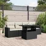 5-tlg. Garten-sofagarnitur Mit Kissen Schwarz Poly Rattan - Vidaxl