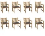 Gartenst&uuml;hle 8 Stk. Mit Anthrazit Kissen Massivholz Teak Vidaxl