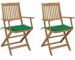 Klappbare Gartenst&uuml;hle 2 Stk. Mit Kissen Massivholz Akazie Vidaxl