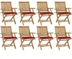 Klappbare Gartenst&uuml;hle Mit Kissen 8 Stk. Massivholz Teak Vidaxl