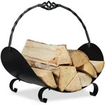 Relaxdays Kaminholzkorb Metall, Holztrage Mit Henkel, Hbt: 42,5 X 43,5 X 30 Cm,