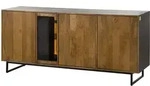 Sideboard Mango / Altholz 180x47x81 Schwarz / Natur Lackiert Davis 21