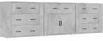 Sideboards 3 Stk. Betongrau Holzwerkstoff Vidaxl