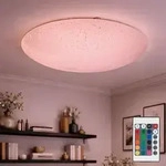 Etc-shop - Decken Leuchte Glas Gelb Fernbedienung Rund Strahler Lampe Im Set