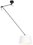 H&auml;ngelampe Mit Leinenschirm Wei&szlig; 35 Cm - Blitz I Schwarz