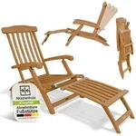 Juskys&reg; Sonnenliege Evia - Klappbar F&uuml;r Garten Und Terrasse, Ge&ouml;ltes Akazienholz