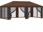 Garten Pavillon Mit Seitenw&auml;nden 6 X 3 M Braun Vidaxl
