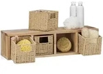 Relaxdays - Wandregal Walnuss Im 2er Set, Regalsystem, Je 4 K&ouml;rbe Zum...