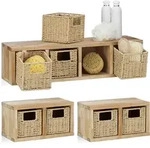3 X Wandregal Walnuss Set, Regalsystem, 1 Gro&szlig;es, 2 Kleine W&uuml;rfelregale,