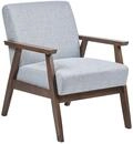 Sessel Hellgrau Stoffbezug Mit Armlehnen Holzgestell Retro-stil Wohnzimmer Salon