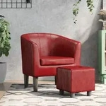 Clubsessel Mit Fu&szlig;hocker Weinrot Kunstleder Vidaxl85589