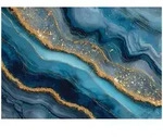 Moderne Fototapete Marmor Blau Gold &ndash; Gro&szlig;format Wandtapete 150x105 Cm &ndash;...