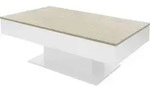 Ml-design Couchtisch Mit 2 Stauf&auml;chern Unter Schiebeplatte, Eiche-optik/wei&szlig;, 110 X