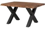 Baumtisch Sheesham 160x90x77 Grau Gebeizt / X-beine Anthrazit Matt Freeform 5