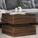 Vidaxl - Couchtisch Mit Led-leuchten Braun Eichen-optik 50x50x40 Cm