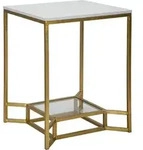 Goldfarbener Couchtisch Aus Metall Mit Marmorplatte 47x47x60 Double Marble