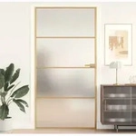 Innent&uuml;r Schlank Golden 102,5x201,5 Cm Hartglas Und Aluminium - Vidaxl