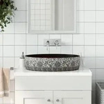 Aufsatzwaschbecken Schwarz Blau Oval 56,5x36,5x13,5 Cm Keramik Vidaxl