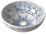 Sapho - Priori - Waschtisch, Durchmesser 42 Cm, Wei&szlig; Mit Blaudekor Pi012