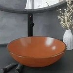 Vidaxl Badezimmer Waschbecken Mit Wasserhahn Und Ablaufgarnitur Braun