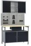 Vidaxl Workbench With Three Wall Panels And One Cabinet (145345+145351+145366)