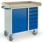 Rollcart Montagewagen Mit Holzrand, 6 Schubladen Und Stahlschrank