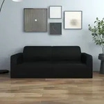 Vidaxl 2-seater Stretch Couch Slipcover Black Polyester Jersey