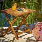Casaria&reg; Beistelltisch Holz Vollmontiert Klappbar 80kg Belastbar 46x46cm Wetterfest