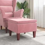 Hocker Mit Holzbeinen Rosa Samt Vidaxl