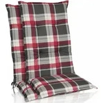 2er Set Hochlehner Auflagen Set 120x50cm Bordeaux Kariert